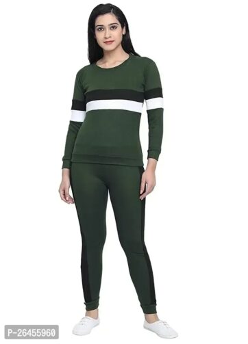 Elite Multicoloured Polyester Striped Tracksuit For Women
