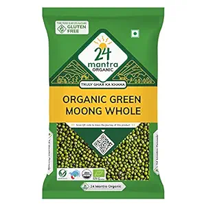 24 Mantra Organic Unpolished Green Moong Whole/Hari Moong/Pesara Pappu- 500gms