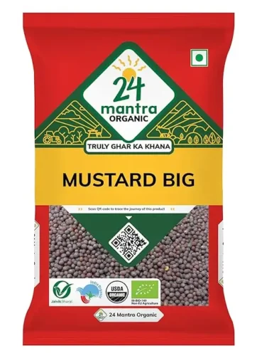 24 Mantra Organic Mustard Seeds Big/Sarson k beenj/Ava Ginjalu - 100gms