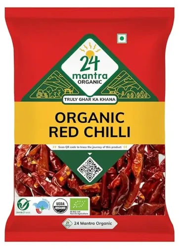 24 Mantra Organic Red Stick Chilly/Lal Mirch/Erra Mirapakaya - 100gms